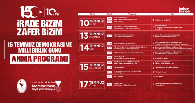 15 Temmuz Demokrasi ve Milli Birlik Günü Anma Programları Başlıyor