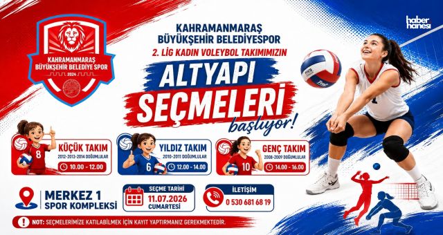 Kahramanmaraş Büyükşehir’in Kadın Voleybol Takımı Altyapı Seçmeleri İçin Başvurular Başladı