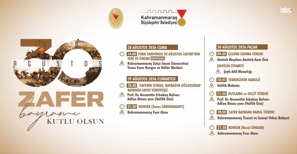 Kahramanmaraş’ta 30 Ağustos Zafer Bayramı Coşkusu 3 Gün Sürecek