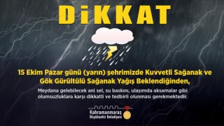 Kahramanmaraş’ta Sağanak Yağış Uyarısı!