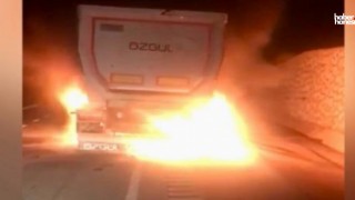 Kahramanmaraş'ta Seyir Halindeki Tırda Yangın Çıktı!