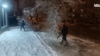 Kahramanmaraş Büyükşehir’den Kar Mesaisi: Kırılan Ağaç Dalları Tek Tek Toplanıyor