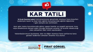 Kahramanmaraş’ta Pazartesi Günü Okullar Kapalı Olacak