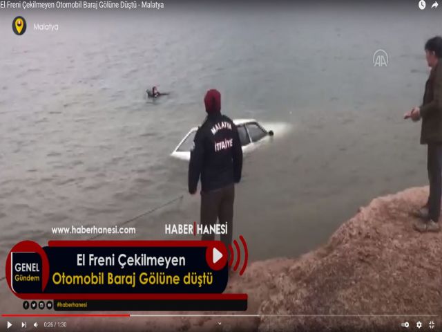 El Freni Çekilmeyen Otomobil Baraj Gölüne Düştü