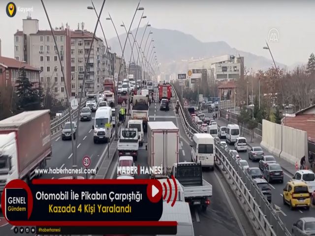 Otomobil ile Pikabın Çarpıştığı Kazada 4 Kişi Yaralandı