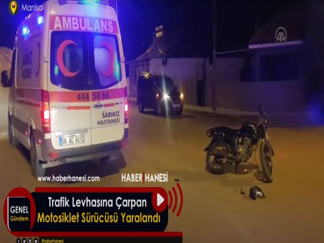 Trafik Levhasına Çarpan Motosiklet Sürücüsü Yaralandı