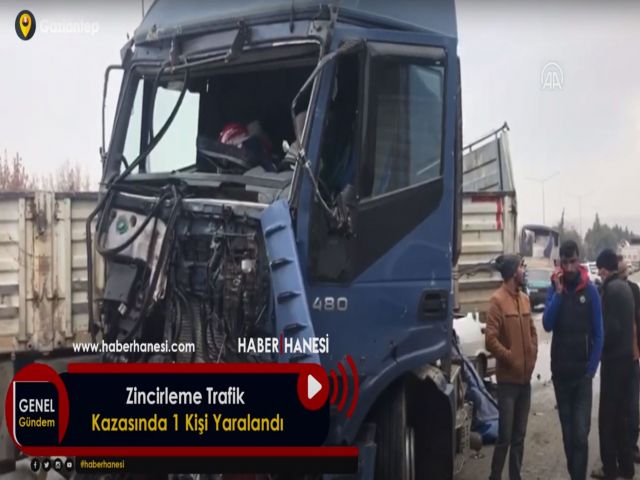Zincirleme Trafik Kazasında 1 Kişi Yaralandı. Gaziantep